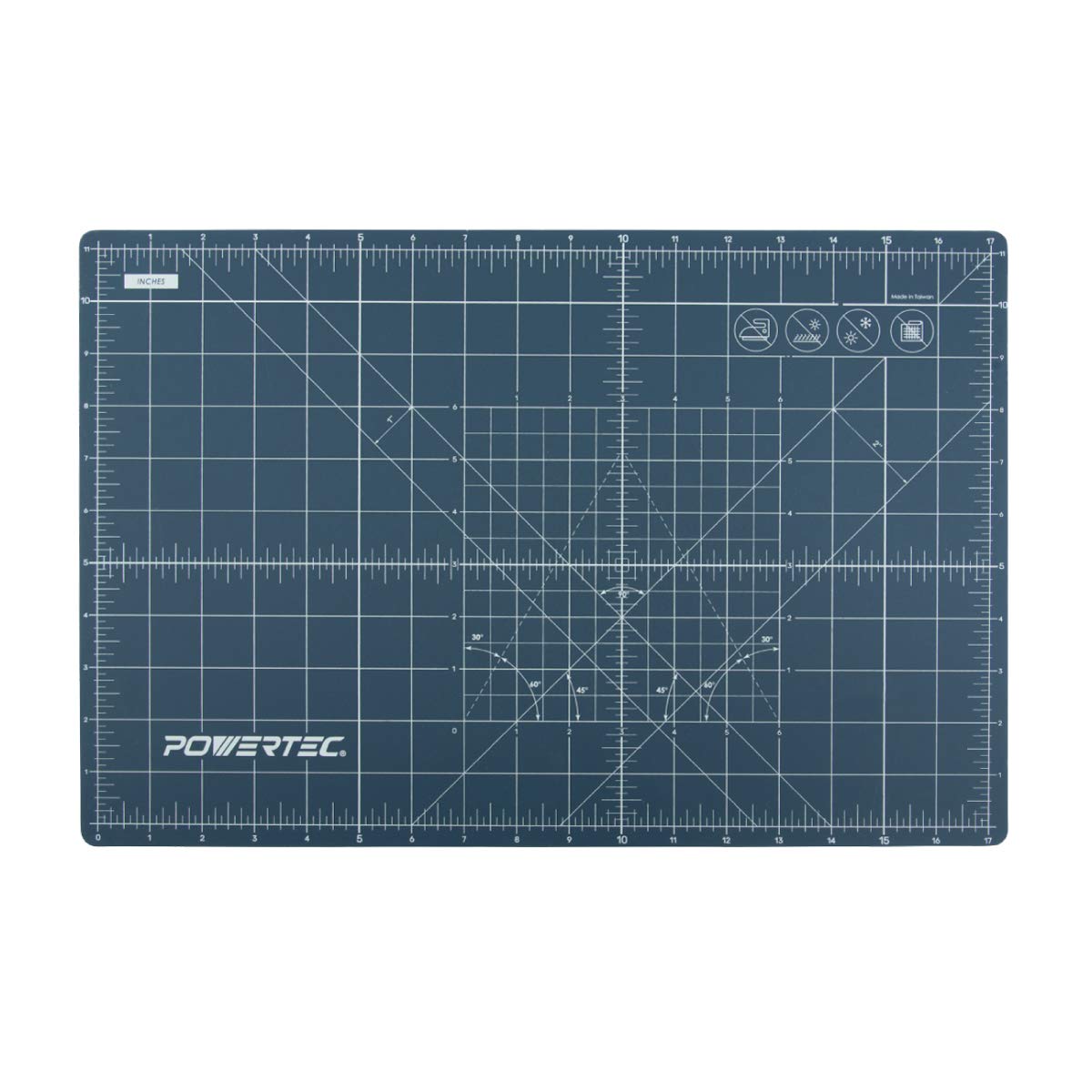 POWERTEC 61001 12" x 18" A3 Non-Slip Double Sided Rotary Cutting Mat with Grid, Table Protector for Crafting, Sizing, Tracing, Sewing, Quilting, Scrapbooking, Arts and Crafts Woodworking