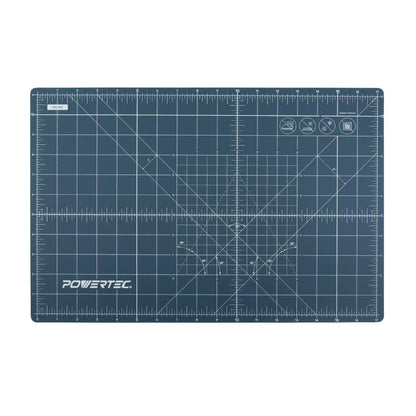 POWERTEC 61001 12" x 18" A3 Non-Slip Double Sided Rotary Cutting Mat with Grid, Table Protector for Crafting, Sizing, Tracing, Sewing, Quilting, Scrapbooking, Arts and Crafts Woodworking