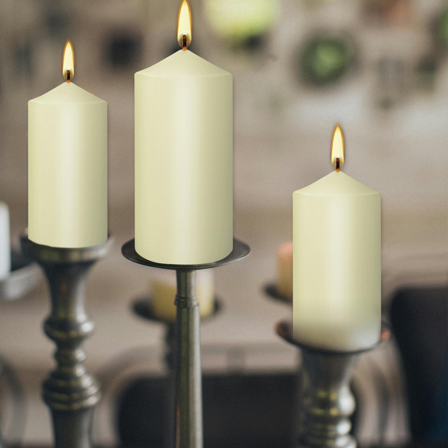 Set of 20 Ivory Pillar Candles,Dripless and Smokeless Dinner Candle, 2x4” Pillar Candles for Parties Weddings,Spa,Home Décor,Parties and Special Occasions.
