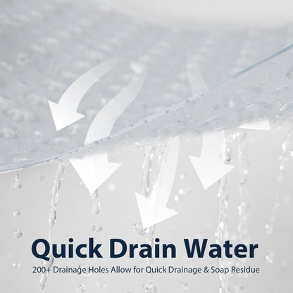 21.5x33.5 Inch Large Shower Mat Clear, Soft Non Slip Shower Mats for Inside Shower with Big Suction Cups Drain Holes