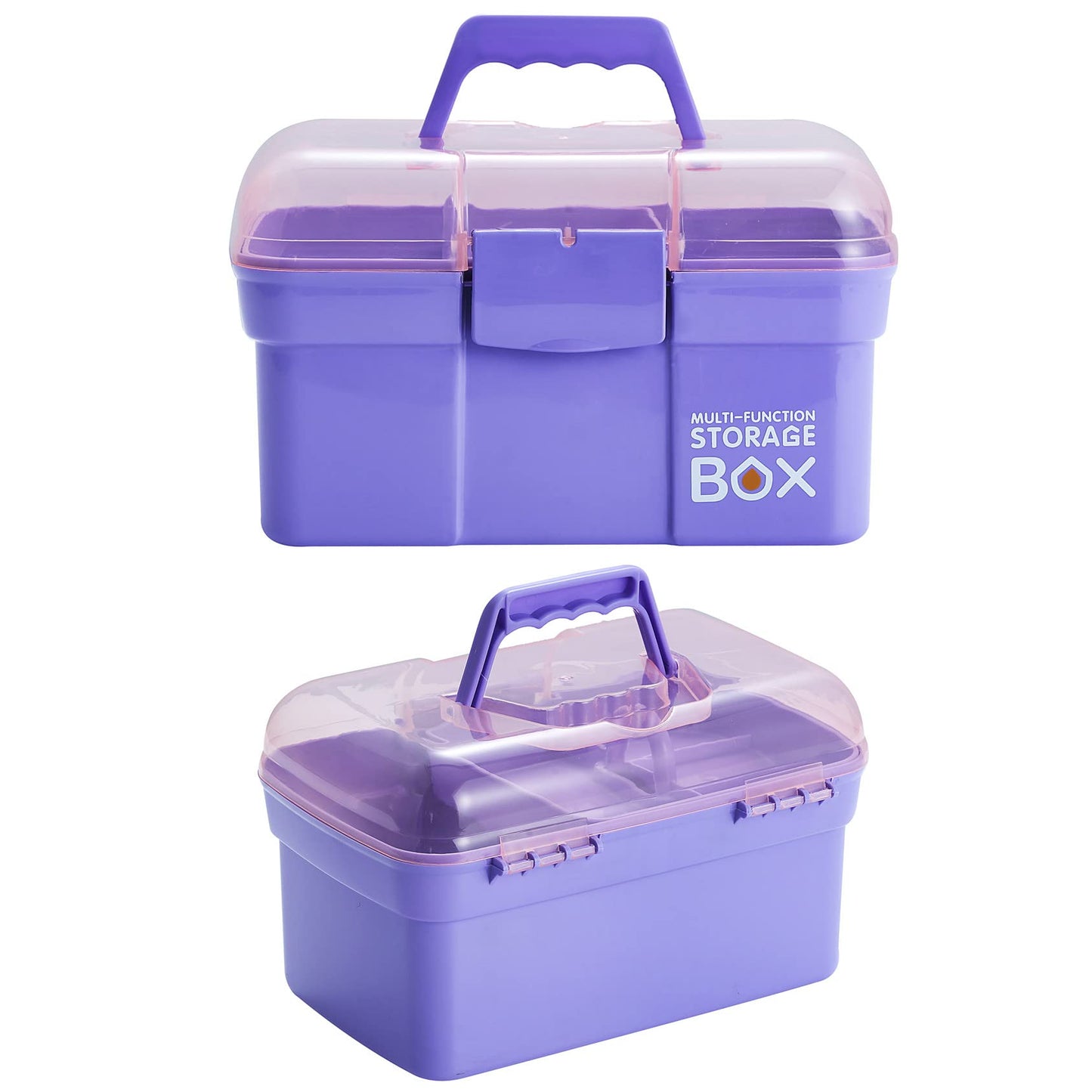 Kinsorcai 11'' Plastic Box Organizer with Removable Tray, Sewing Box Organizer (Purple)