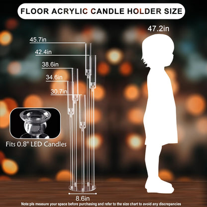 10pcs 5 Arm Acrylic Candelabra Centerpieces for Wedding,Floor Candle Holders with Removeshade for Christmas Party Fireplace Valentine's Day candelabros de centros de mesas Prom Entrance Decorations
