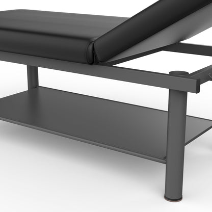 Heavy Duty Professional Stationary Massage Bed with Backrest - Wide Massage Table for Treatment, Physical Therapy, Spa & Facial Bed - Metal Frame, PU Leather (Segmented Structure)