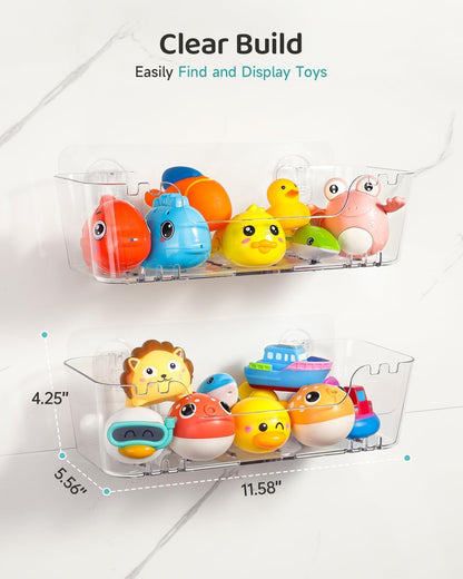 4 Pack, 4 Pack) Bath Toy Storage Organizer Transparent Bath Toy Holder with Drain Holes, Durable Plastic Bathtub Toy