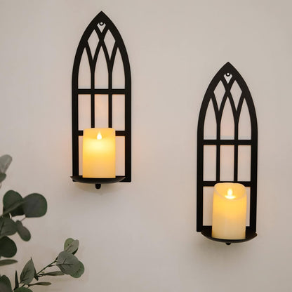 15.8'' Set Set 2 HPC Decor Candle Sconce of Two- Black Metal Candle Wall Sconces- Wall Sconce Candle Holder - Sconces
