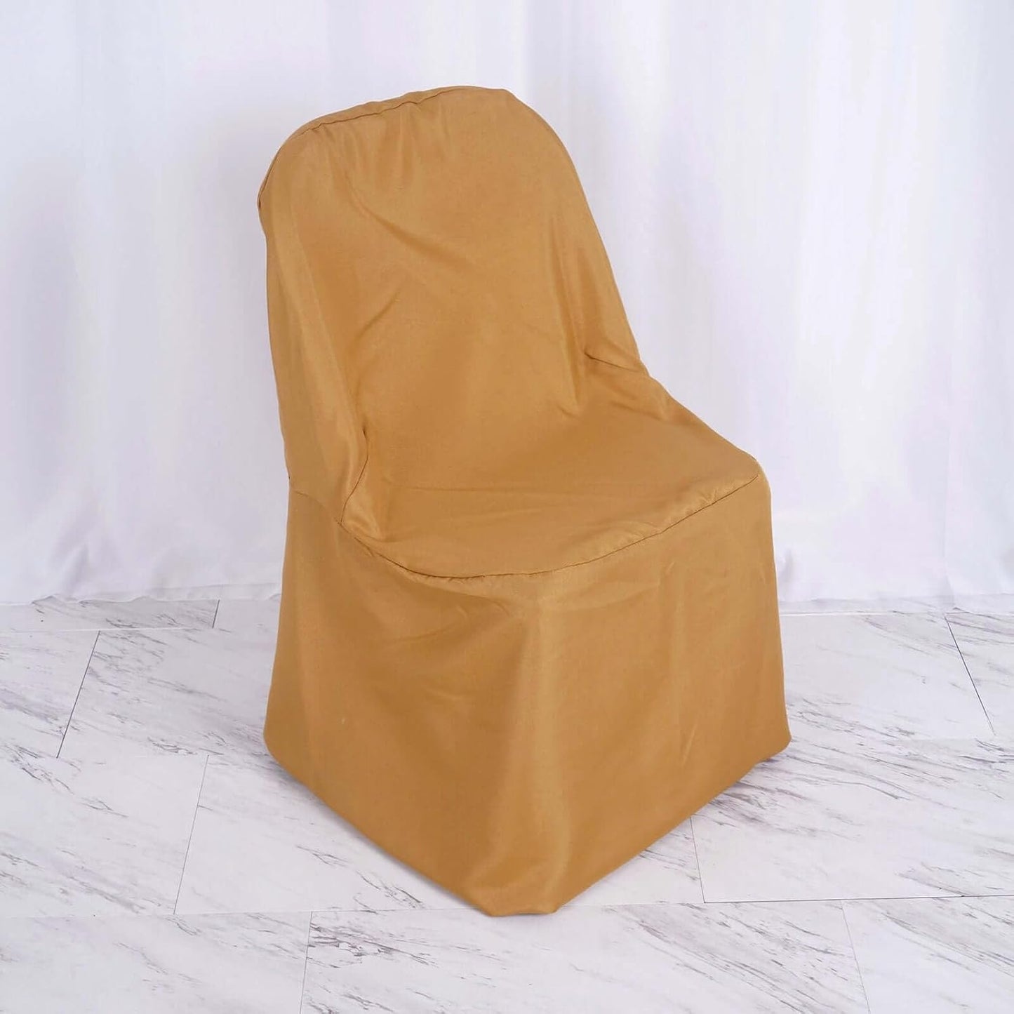 1 Set Efavormart Gold Linen Polyester Folding Chair Covers for Dining Chairs Party Wedding Banquet Outdoor Event
