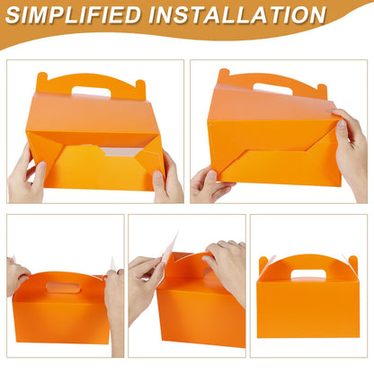 Grevo Brown Cardstock Gable Box with Handle, 12Pcs, 9.45"x5"x5" Durable & Sturdy Treat Boxes for Wedding, Baby Shower, Kids Birthday, Party Favor, Holidays Gifts