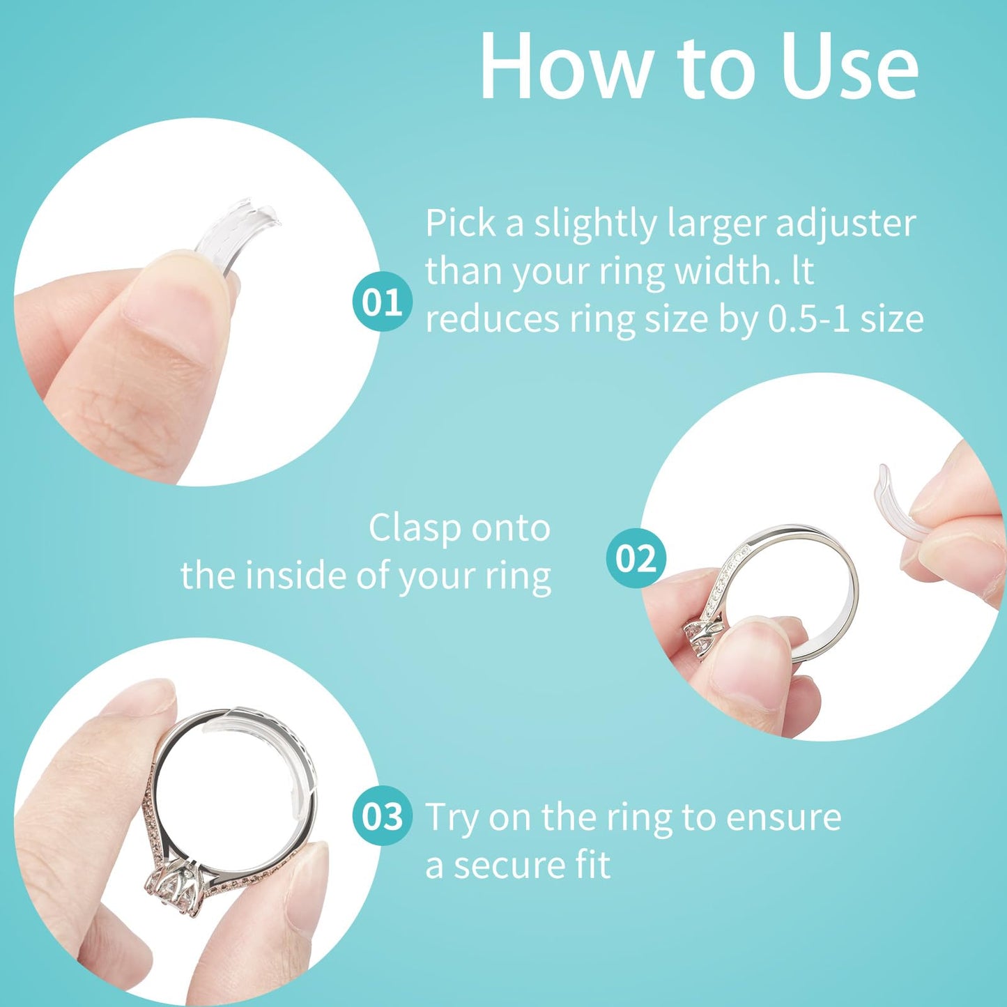 Ring Sizers for Loose Rings, 8 Pack 8 Sizes, Ring Size Adjuster, Invisible Ring Guards for Women and Men, Ring Resizer with Polishing Cloth，Fits Bands Width to 1-8mm
