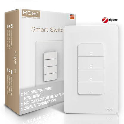 MOES Zigbee Smart Switches 2 Gang, No Neutral Wire, Require MOES Zigbee Hub, Double Inteligente Light Switch, Compatible with Alexa Google Assistant, Support Tuya Smart Life