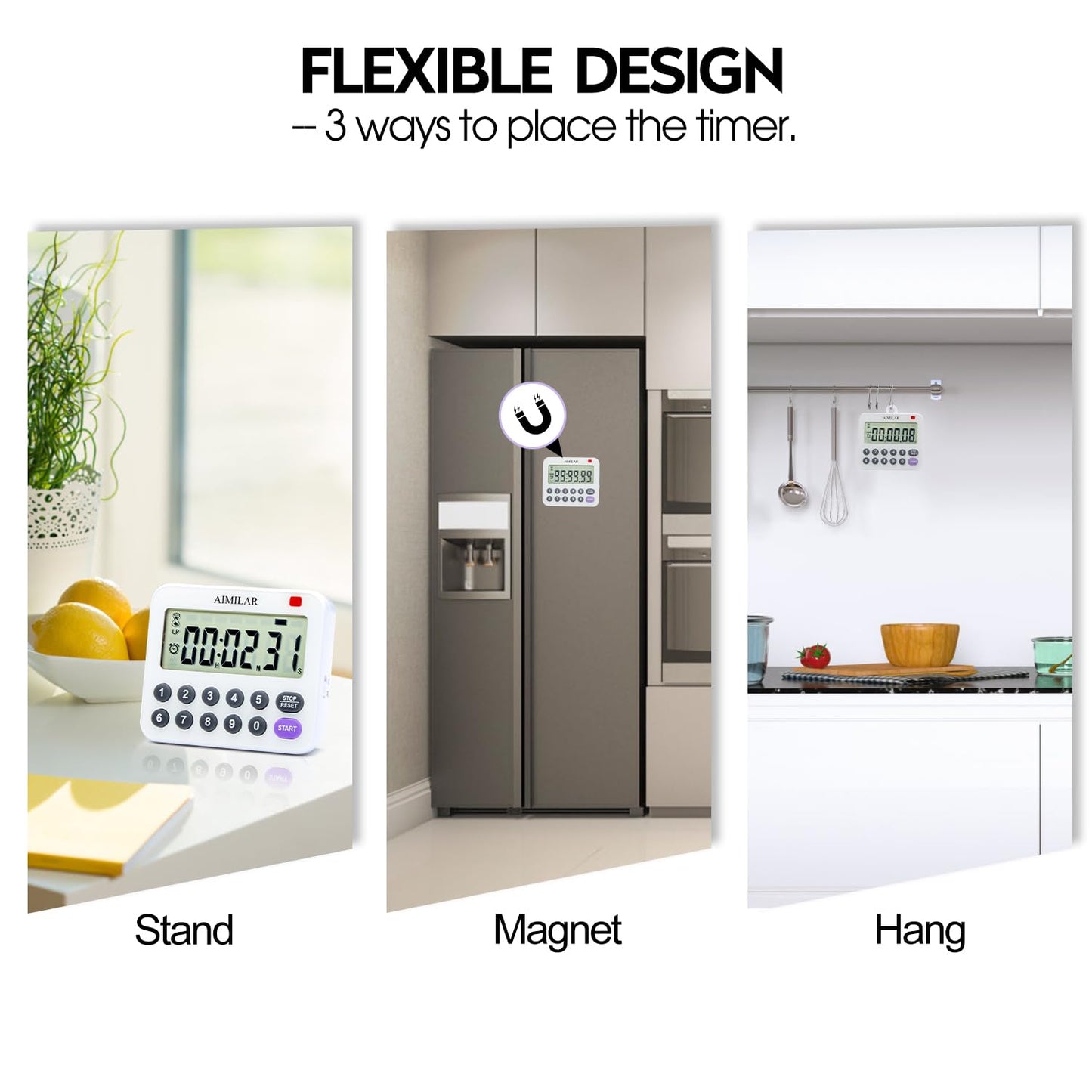 AIMILAR Magnetic Digital Kitchen Timer with Direct Numerical Keypad, Loud Alarm - 99Hr Countdown Count Up Timer for Cooking Baking Classroom, Batteries Included