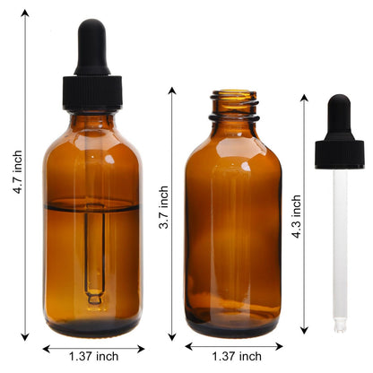 June Fox 2oz Glass Dropper Bottle, 40 Pack Blue Glass Bottles with Glass Droppers (40, Amber)