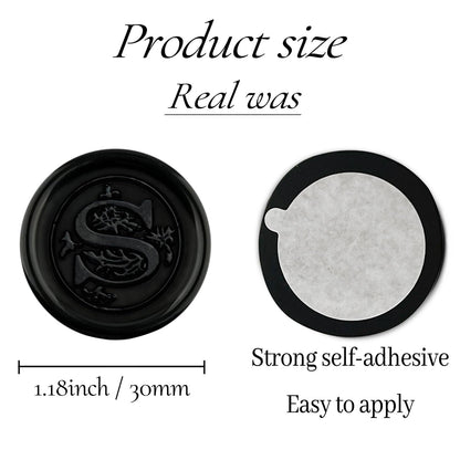 100Pcs Black Wax Seal Stickers Handmade Envelope Seals Self Adhesive Letter Wax Stickers for Wedding Party Invitations, Envelope, Gift Wrap, Christmas(Initial S, Black)