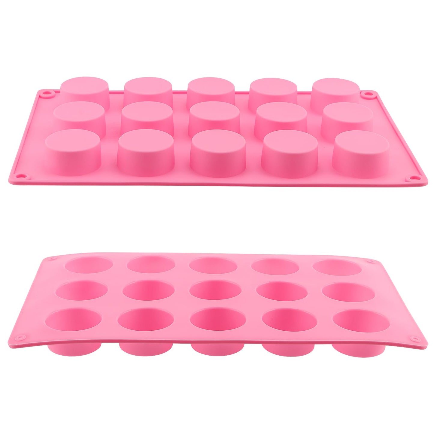 ZOENHOU 5 Pack 15 Cavity Round Silicone Soap Molds, Pink Cylinder Silicone Soap Mold for Soap Making Loaf DIY Handmade Craft, Bath Bombs, Chocolate