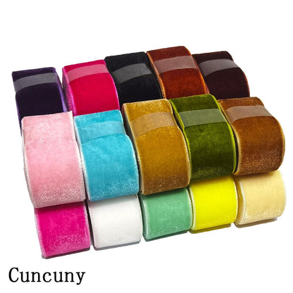 Cuncuny Velvet Ribbon Holiday Party Christmas Wedding Handmade DIY Craft Decor Box Wrapping Velvet Ribbon (Mixed Colors,1''(25mm))