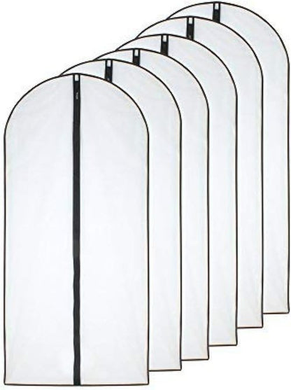 HomeClean Garment Bag Set - 6 Plastic Zipper Bags for Hanging Clothes | 24'' x 40'', Black