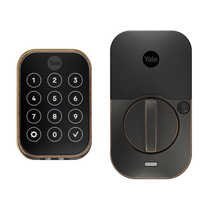 Yale Security Assure Lock 2 Deadbolt, Black Suede Keyed Smart Entry Door Lock with Wi-Fi Connected Keypad for Code Entry and Remote Access, YRD410-WF1-BSP