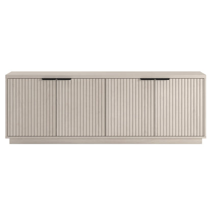 Henn&Hart Fluted TV Stand for TVs up to 78" with 2 Ribbed Storage Cabinets and Adjustable Shelves for Living Room, Family Room, or Office, Beech White