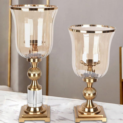 Candlestick Holders European Style Iron Candlestick with Glass Cover Creative Table Decoration Candle Holder Candle Holders(Small)