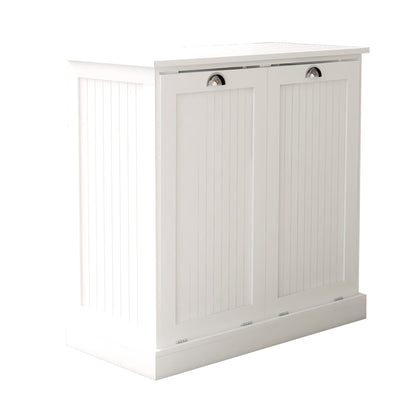 Two Compartment Tilt Out Laundry Sorter Cabinet White