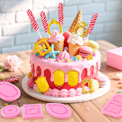 10 PCS Picture Frames Fondant Silicone Molds, Retro Style Air Dry Clay Molds, For Cake Decorating Cupcake Topper Chocolate Polymer Clay