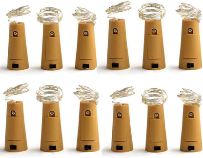 Amants01 Pack 12 20LED 39inch of Wine Bottle Lights Battery Powered, LED Cork Shaped Starry String Lights - Copper Wire