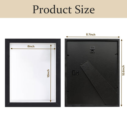 Shadow Box Frame 8x10 - 3 Pack Wood Deep Shadowbox with Glass Shadow Boxes Display Cases Suitable for Photos, Dried Flowers, Handicrafts Picture Frames for Wall (Black)
