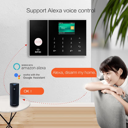 Alarm System for Home Security,WiFi+GSM 4G DIY Alarm Kit with Phone APP Alert, Door/Window Sensor, Remote, Compatible with Alexa and Google for House, Apartment
