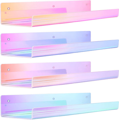 15" 4 Pack upsimples Acrylic Shelves for Wall Decor, Display Shelf for Perfume, Skincare, Nail Polish, Wall Organizer