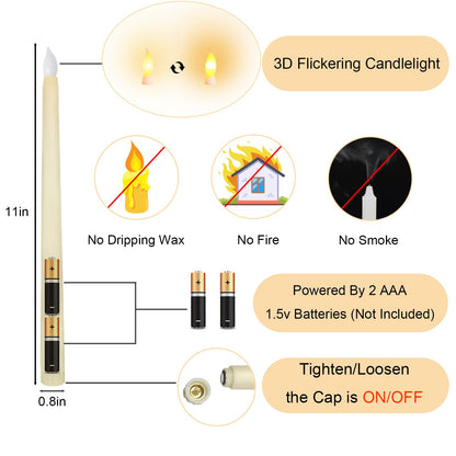 Jaoruizer 100Pcs Flameless Taper Candles Bulk,11in Battery Operated LED Taper Candles ing Electric Fake Candlesticks for Wedding Christmas Party, (Batteries Not Included)