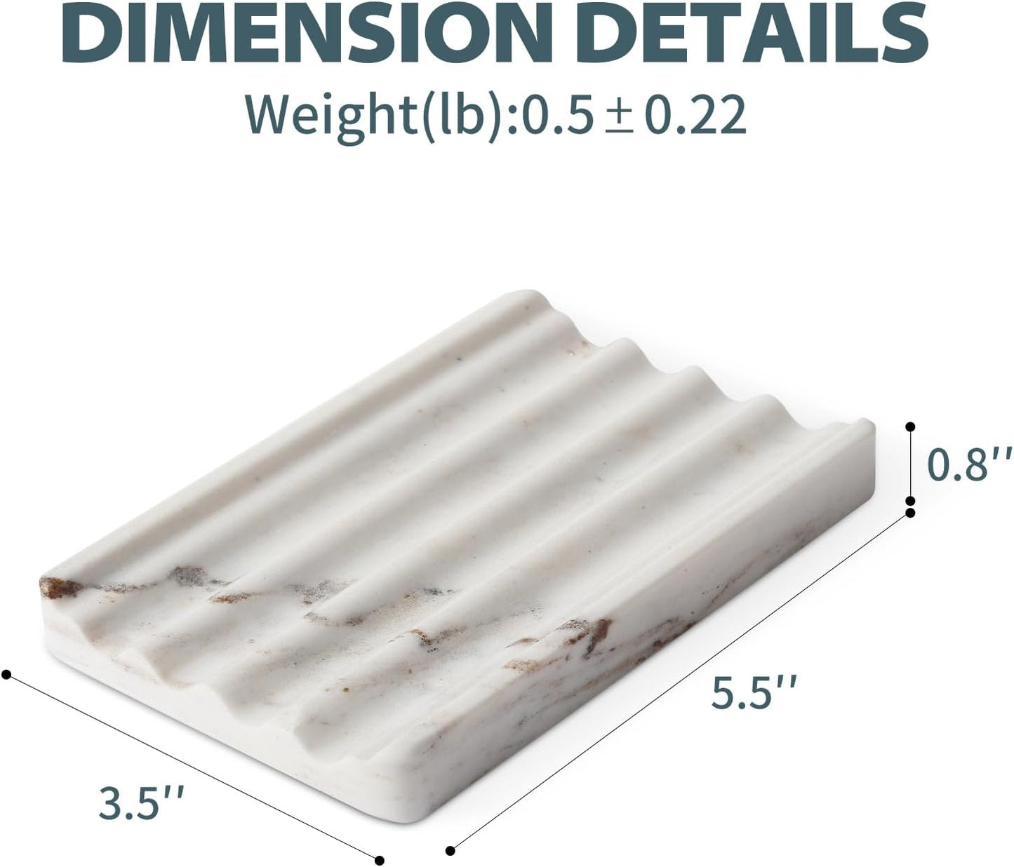 2 Countertop, Pcs Soap Dish for Bathroom, Marble Bar Soap Holder for Kitchen Soap Tray with Wavy Design, Soap Saver