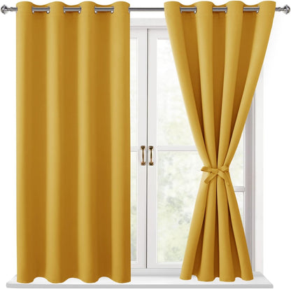 2 52 45 Inch Hiasan Blackout Curtains for Bedroom - Thermal Insulated & Light Blocking Window Curtains for Living
