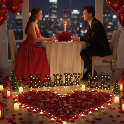 Black Marry Me LED Marquee Sign Light Up Letters, LED Marry Me Sign Marquee Letter Lights, Warm White Letter Light for Wedding Proposal Decoration, Romantic Decorative Letters Signs Battery Operated
