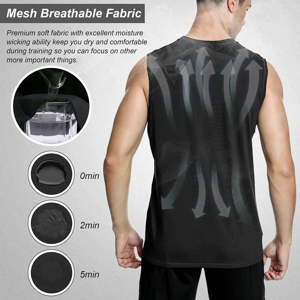 MeetHoo Men's Tank Top, Muscle Shirts, Tank Shirt, Sleeveless Shirt, Quick-Drying Undershirt, Gym, Running for Men