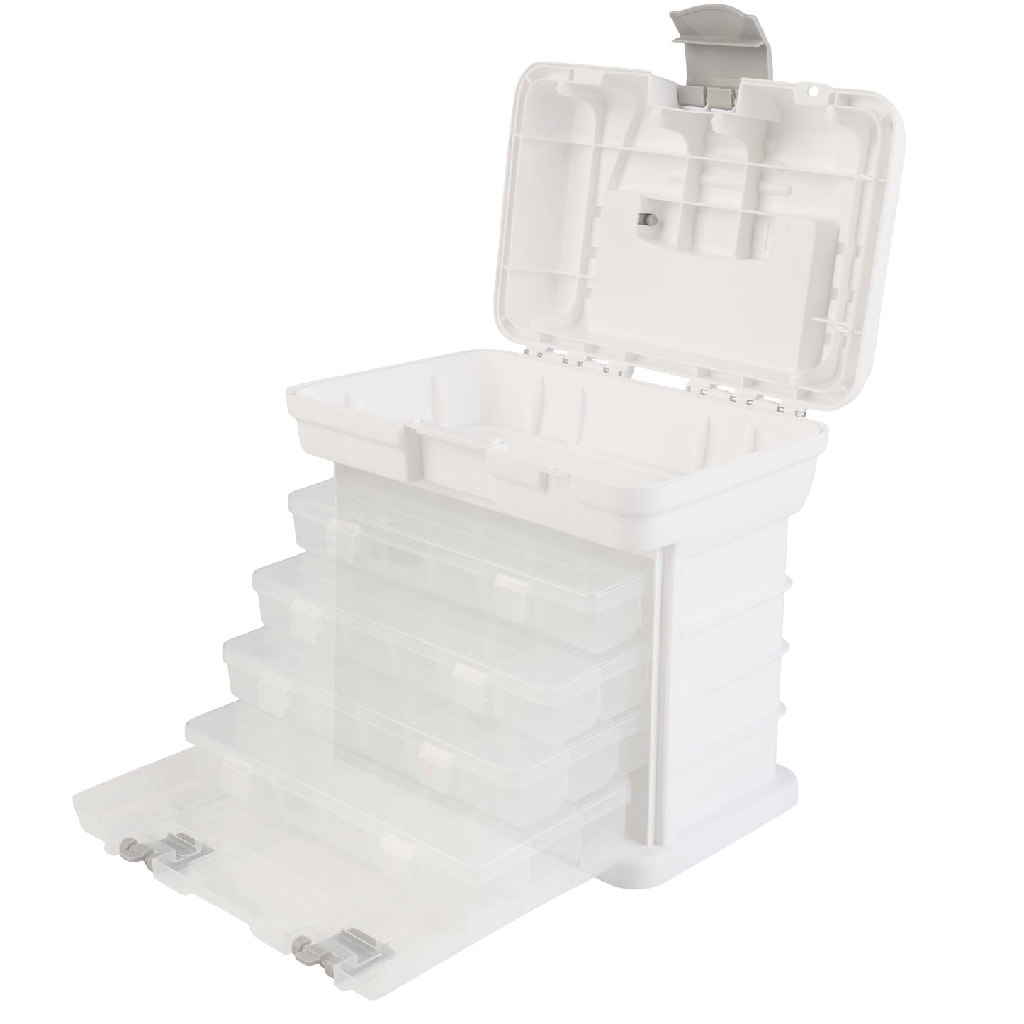 Portable Tool Box - Small Parts Organizer with Drawers and Customizable Compartments for Hardware, Fishing Tackle, Beads or Crafts by Stalwart (White)