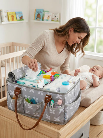 Moteph Extra Large Diaper Caddy, Craft, Toy Organizer with Zip-Top Cover with Waterproof Wet/Dry Bag - Perfect for Baby Shower