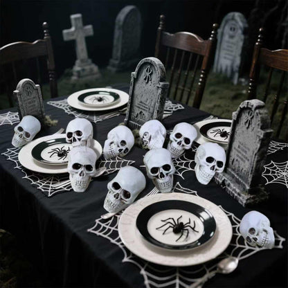 Zonlianxin Realistic Small Skeleton Heads 10pcs, Spooky Plastic Skulls for Halloween Decorations, Haunted House Props, Garden & Party Table Decor