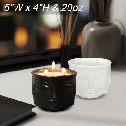 Strong Lavender 3 Wick Black Large Candle, 20oz, Ceramic, Outdoor Scented Candles, 100% Soy, for Home Scented, Yoga, Meditation, Patio, Table Decor, Beautiful Candle Jars
