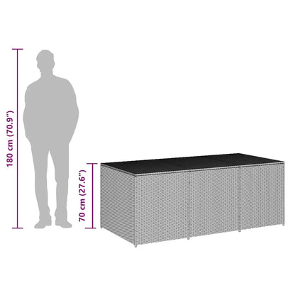 Kalmrek Poly Rattan Patio Storage Box with Gas Lift 70.9"x35.4"x27.6" Black, Weatherproof Outdoor Deck, Garden Bench Chest Organizer for Cushions, Tools, Toys, Firewood