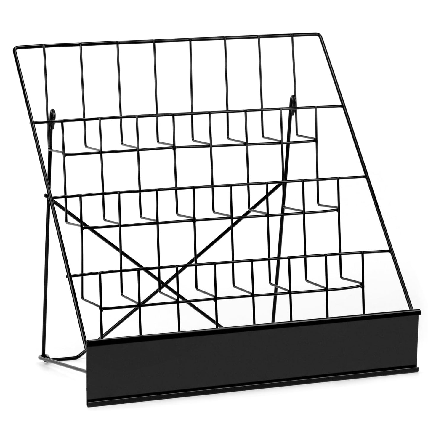 QWORK 4-Tiered Metal Book Display Stand,18.4 x 16.6 x 14.5, Book Signing Wire Rack, Tabletop CD Display Magazine Rack