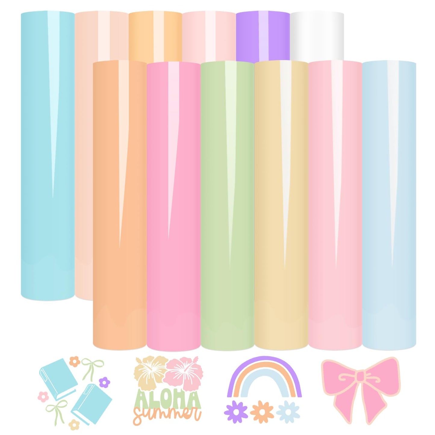 WRAPXPERT Boho Color Permanent Vinyl Sheets - 12 Sheets Bundle 12"x12" Pastel Colors Craft Vinyl Sheets Glossy Adhesive Vinyl Craft Cutters DIY Projects