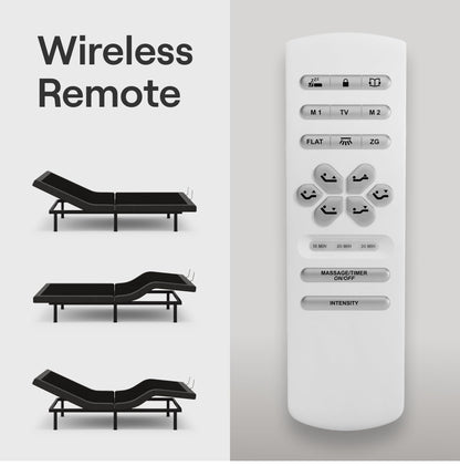 Nectar Premier Adjustable Base - Queen - Head & Foot Incline - Wireless Remote with Memory- 3 Massage Settings - 4 USB Ports - Anti-Snore & Zero Gravity