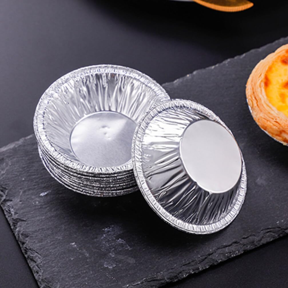 Kichvoe 250pcs Disposable Egg Tart Molds, Round Nonstick Mini Pie Pans, Aluminum Foil Bakeware for Cupcake, 2.7 Inch