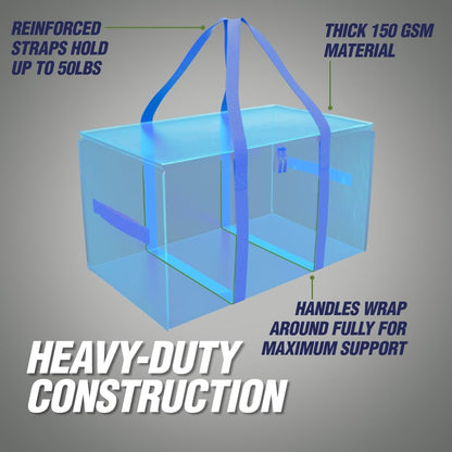 RUGGED RHINO Heavy Duty Extra Large Moving Bags - Durable Zipper & Strong Handles | Space-Saving Storage, Blue/Clear