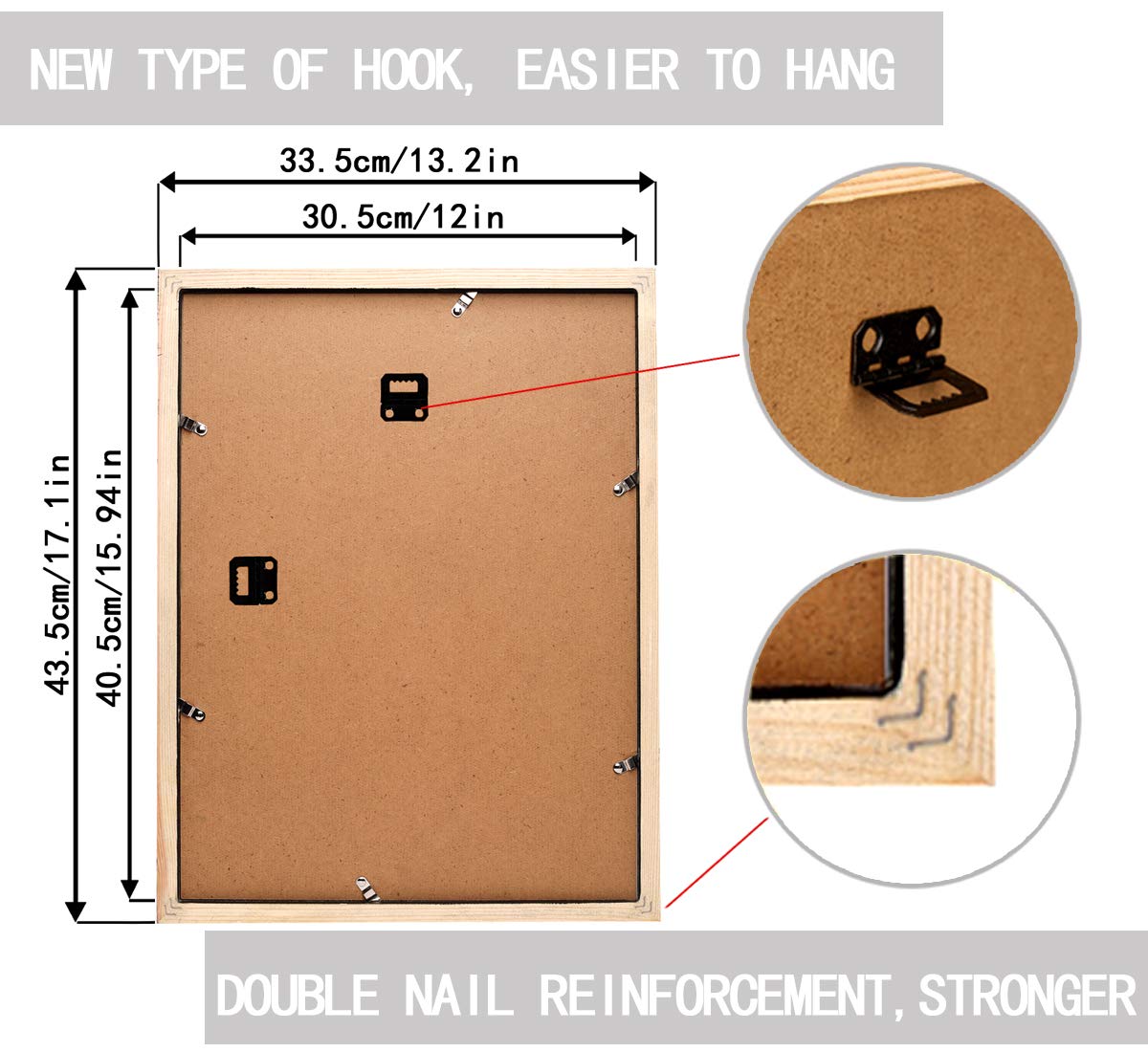 IOOSTAR 12x16 Diamond Painting Picture Frame ，Display Pictures 10 x 14 inch/25x35 cm with Mat or 12 x 16 inch/30x40 cm Without Mat， Diamond Art Photo Frame Natural Solid Wood Color (YNCK0021)