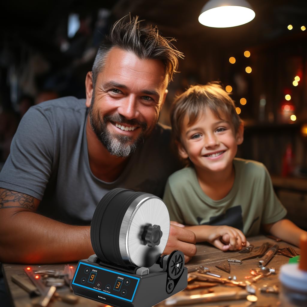 3.6LB Professional Rock Tumbler Kit, 3 Speed Settings & Digital 9-Day Timer, Rough Gemstones, 4 Polishing Grits