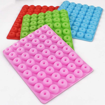 Newk Mini Donut Silicone Candy Mold - 4 Packs 48-Cavities Gummy Ring Molds with 2 Droppers, Nonstick Food Grade Mold