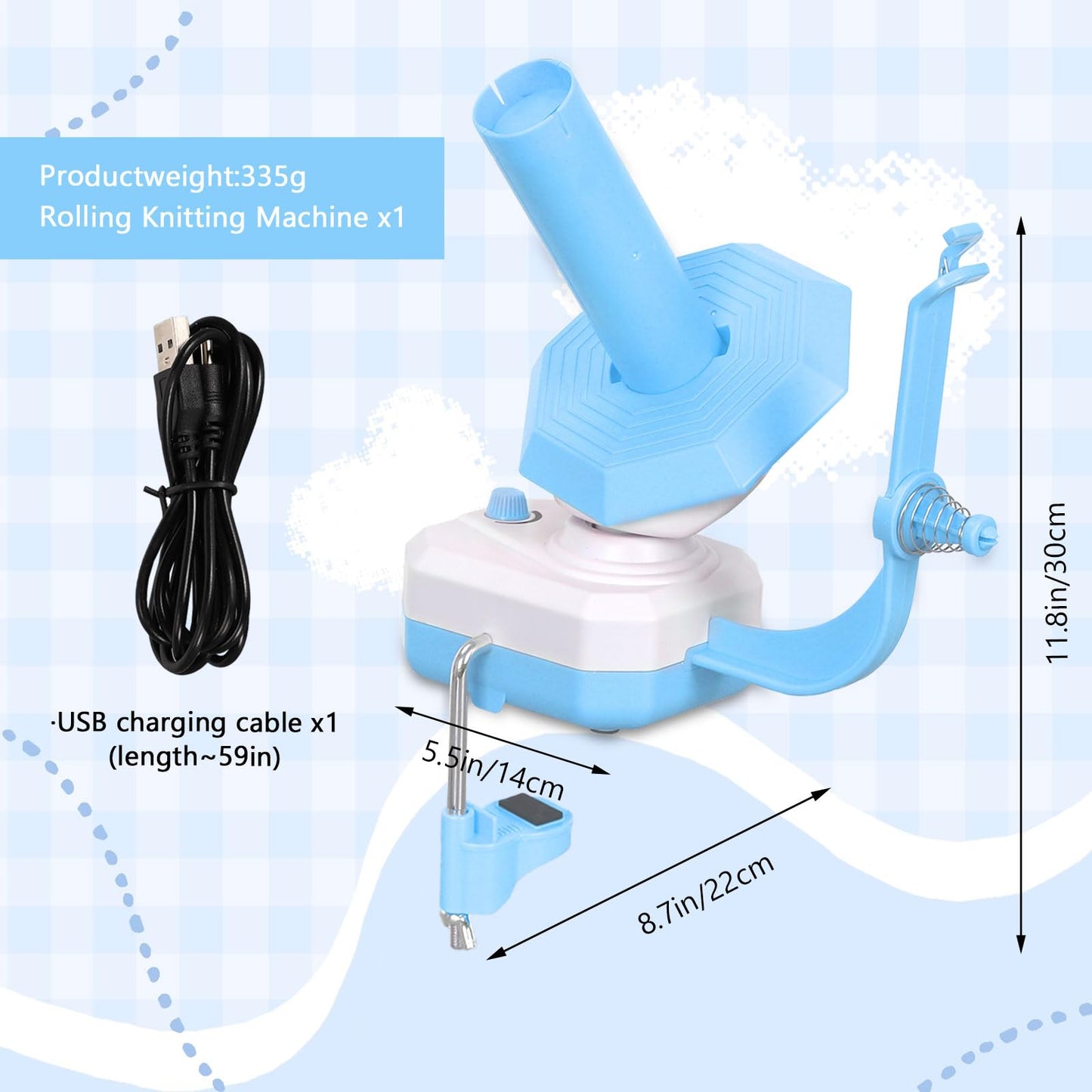 Electric Yarn Ball Winder,Yarn Winder for Crocheting,10oz Large Capacity Automatic Yarn Cake Winder Wool Spinner Roller for Crochet Lovers,Dual-Spring Strong Tension Stepless Speed Yarn Spinner