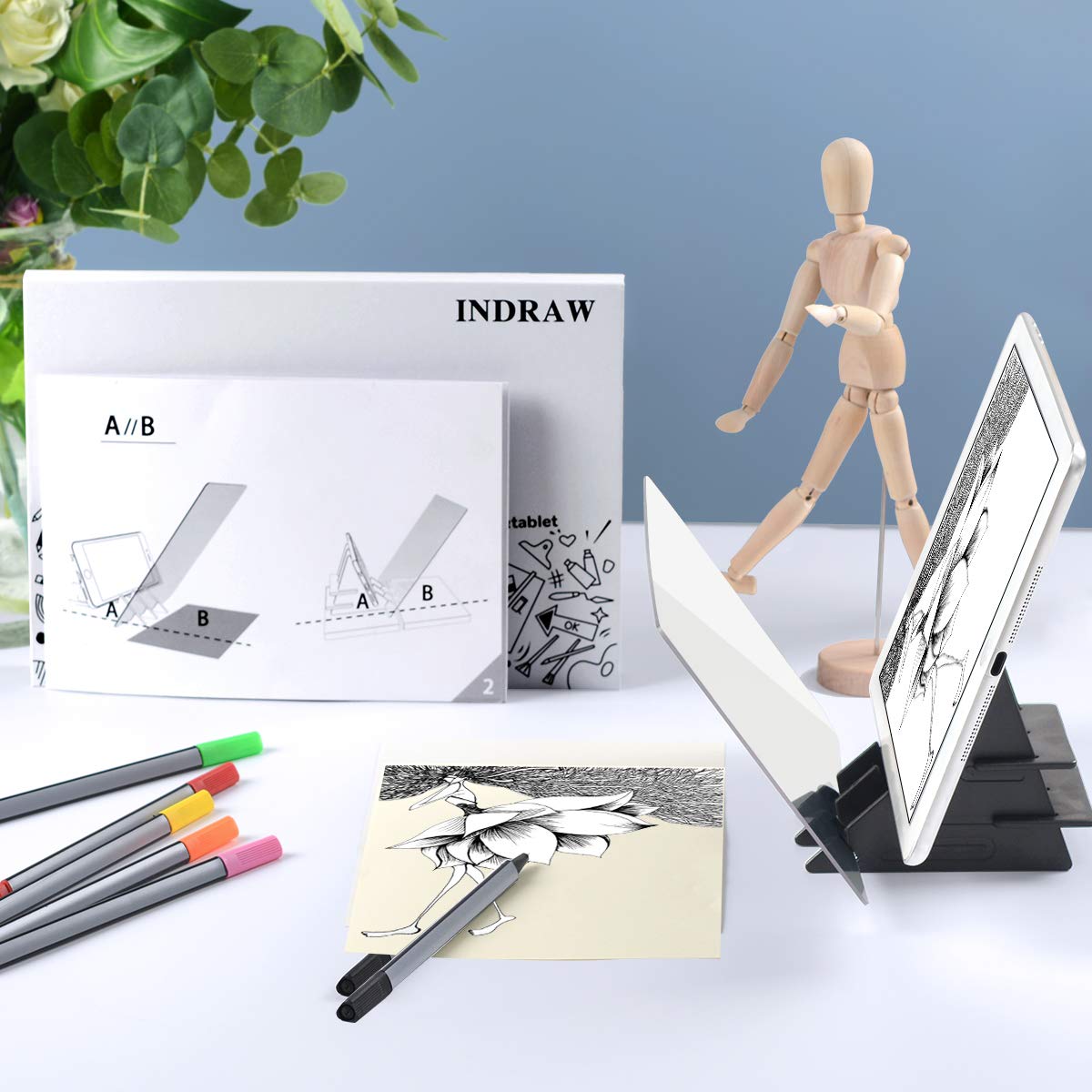 Optical Drawing Board Portable Image Drawing Board Tracing Drawing Projector Painting Board Sketching Tool with PMMA Lens for Beginners, Artists, etc - Small