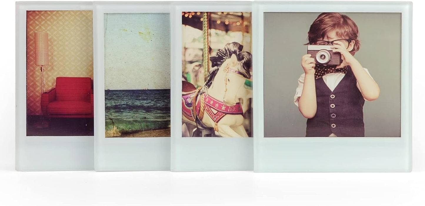 Mustard Glass Coasters Set, Personalize Your Drinks Mat - Instant Photo