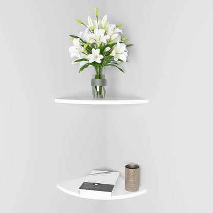 SISI 11 Inch Set 2 of Corner Wall Mounted Floating Shelf White,for Kitchen Room ,Living Room,Bathroom and Any Wall